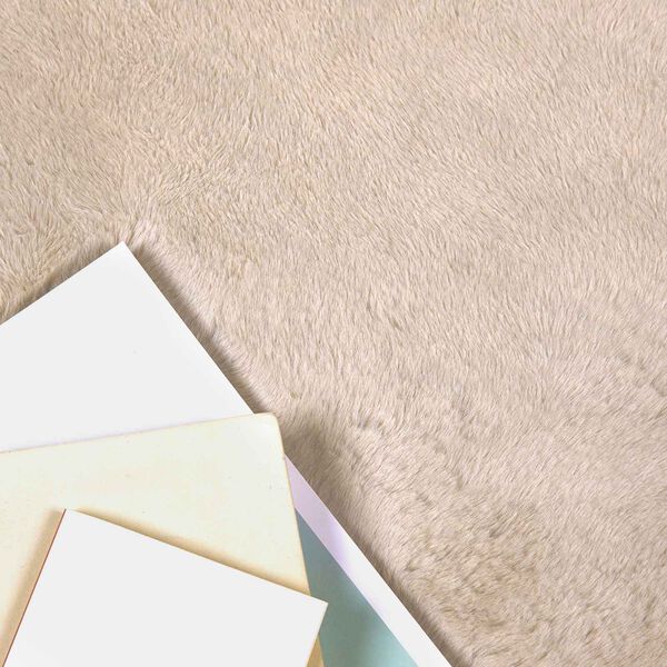 vidaXL Tapis en Fourrure Synth&eacute;tique de Lapin Olite Taupe &Oslash; 80 cm