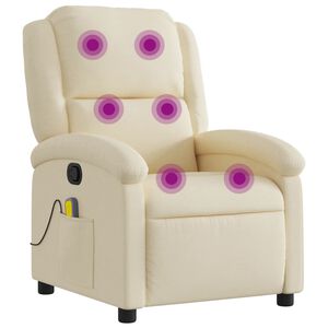 vidaXL Fauteuil de massage inclinable Cr&egrave;me Tissu
