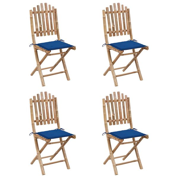 vidaXL Mobilier &agrave; d&icirc;ner d'ext&eacute;rieur pliable 5 pcs avec coussins bambou