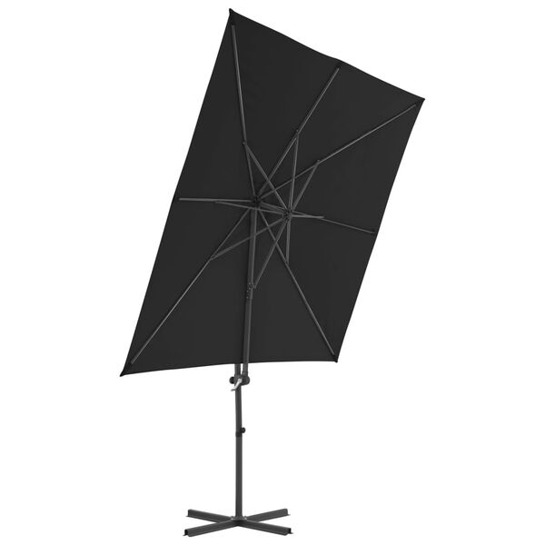 vidaXL Parasol de jardin en porte-à-faux avec mât en acier noir