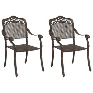vidaXL Chaise de jardin 2 pc Bronze Aluminium