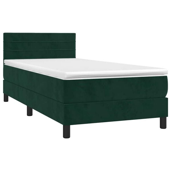 vidaXL Sommier &agrave; lattes de lit avec matelas Vert fonc&eacute; 90x200 cm