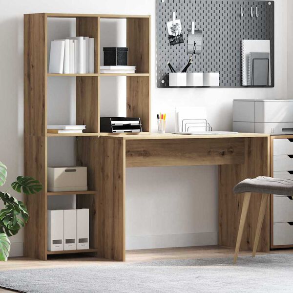 vidaXL Bureau Chêne artisanal 138,5 x 55 x 143 cm Bois d'ingénierie