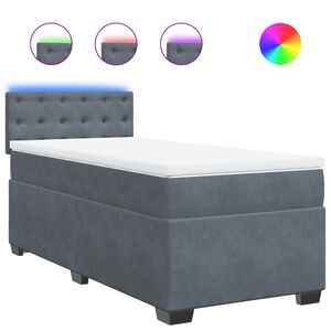 vidaXL Sommier &agrave; lattes de lit et matelas Gris fonc&eacute; 80x200 cm Velours