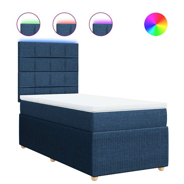 vidaXL Sommier &agrave; lattes de lit avec matelas Bleu 100x200 cm Tissu