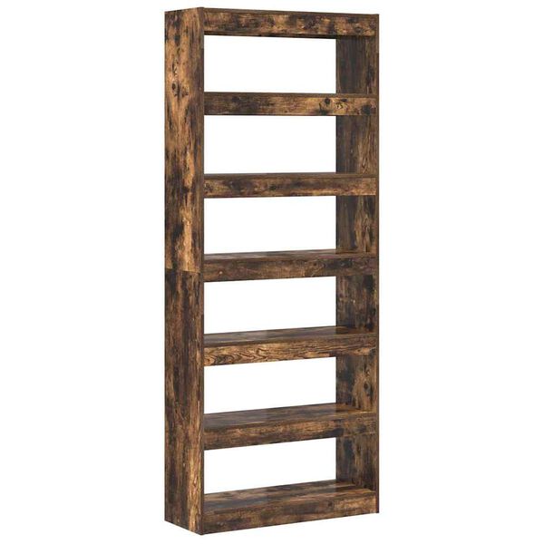 vidaXL Biblioth&egrave;que Ch&ecirc;ne fum&eacute; 80 x 30 x 198 cm Bois d'ing&eacute;nierie