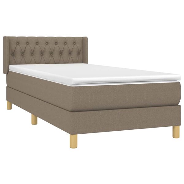 vidaXL Sommier &agrave; lattes de lit avec matelas Taupe 90x200 cm Tissu