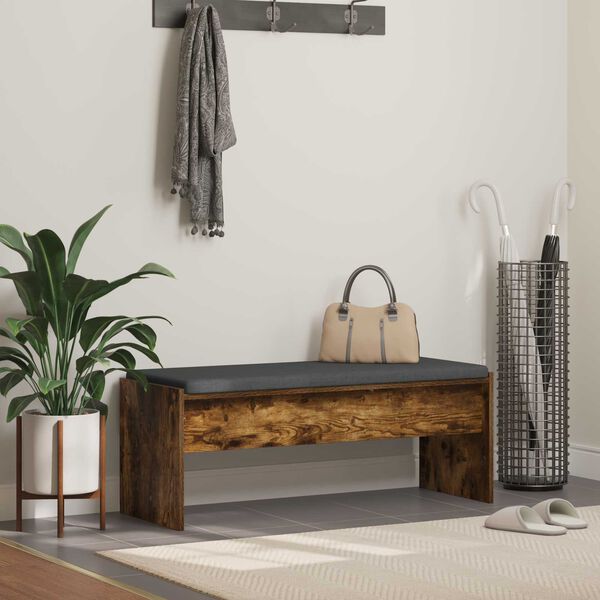 vidaXL Banc d'entr&eacute;e avec coussin Ch&ecirc;ne fum&eacute; 103 x 38 x 40 cm