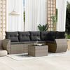 vidaXL Salon de jardin 6 pcs avec coussins gris r&eacute;sine tress&eacute;e