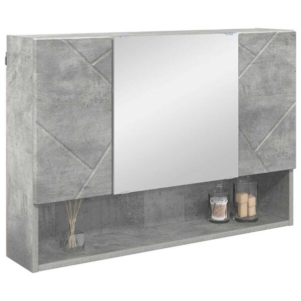 vidaXL Armoire Miroir de Salle de Bain Gris béton 80 x 17 x 55 cm