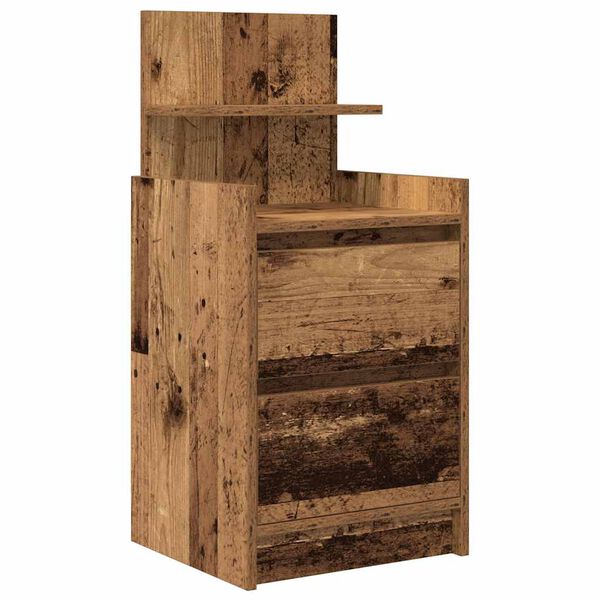vidaXL Table de chevet avec 2 tiroirs vieux bois 38x34x80 cm