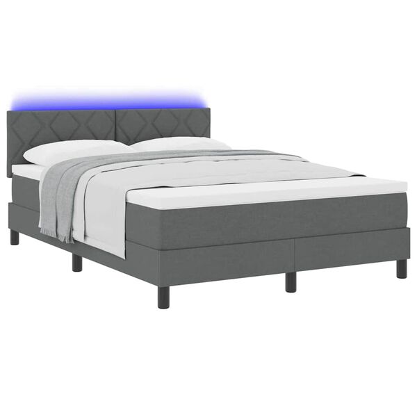 vidaXL Lit &agrave; ressorts avec matelas Gris fonc&eacute; 160 x 200 cm tissu