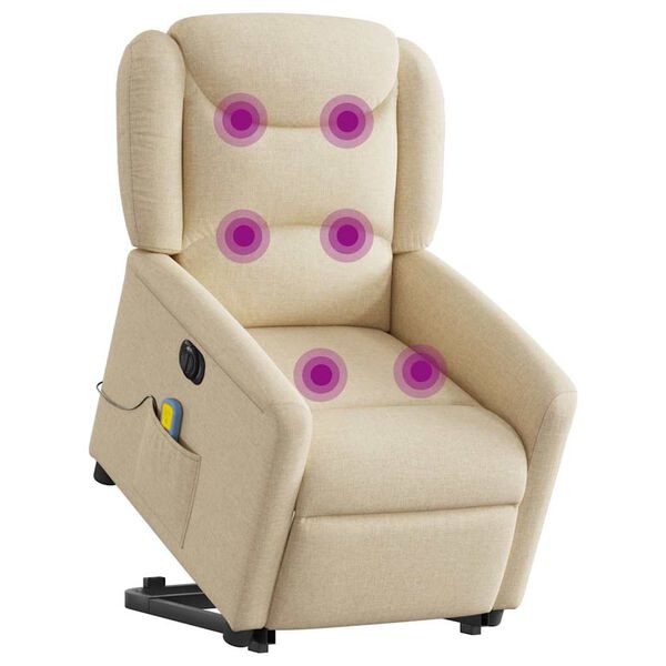 vidaXL Fauteuil inclinable de massage &eacute;lectrique Cr&egrave;me Tissu