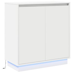 vidaXL Buffet LED pour Blanc 71 x 34,5 x 75 cm Bois d'ing&eacute;nierie