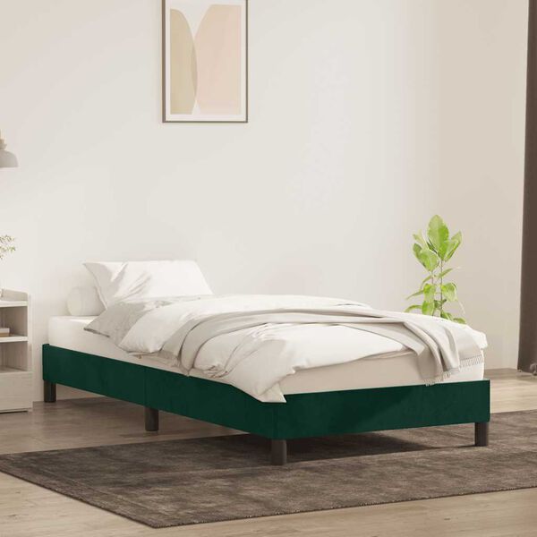 vidaXL Cadre de lit sans matelas vert fonc&eacute; 100x220 cm velours