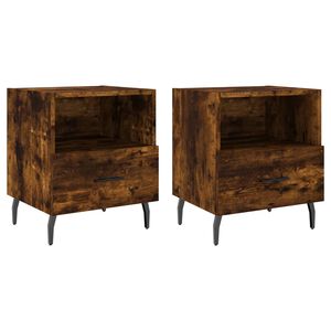 vidaXL Tables de chevet 2pcs ch&ecirc;ne fum&eacute; 40x35x47,5cm bois d&rsquo;ing&eacute;nierie