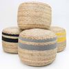 LABEL51 Pouf Jute tress&eacute; Gris et naturel