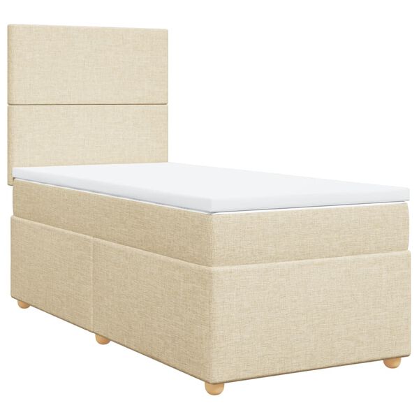 vidaXL Sommier &agrave; lattes de lit avec matelas Cr&egrave;me 80x200 cm Tissu