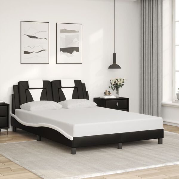 vidaXL Cadre de lit Viana avec LED sans matelas noir et blanc 140x200 cm