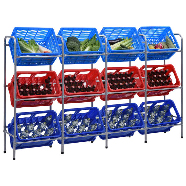 vidaXL &Eacute;tag&egrave;re de rangement pour 12 caisses Argent&eacute; 190x33x116cm Acier