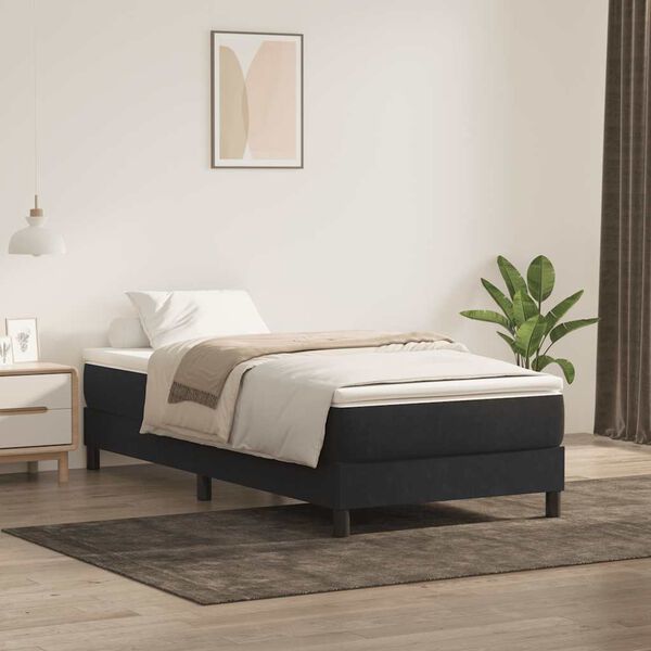vidaXL Sommier &agrave; lattes de lit avec matelas noir 80x220 cm velours