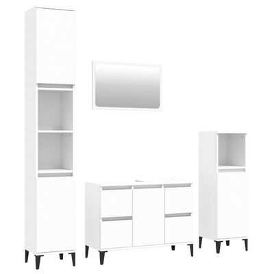 vidaXL Ensemble de meubles salle de bain 4 pcs blanc bois d'ingénierie