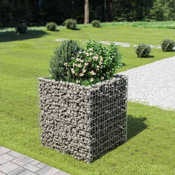 vidaXL Lit sur&eacute;lev&eacute; &agrave; gabion Acier galvanis&eacute; 90x90x100 cm
