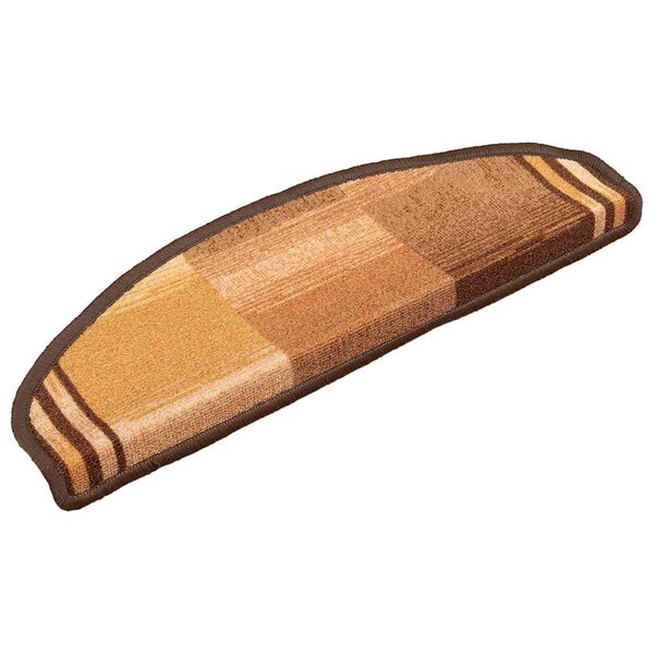 vidaXL Tapis d'escalier autocollants 15 pcs Marron 65x21x4 cm