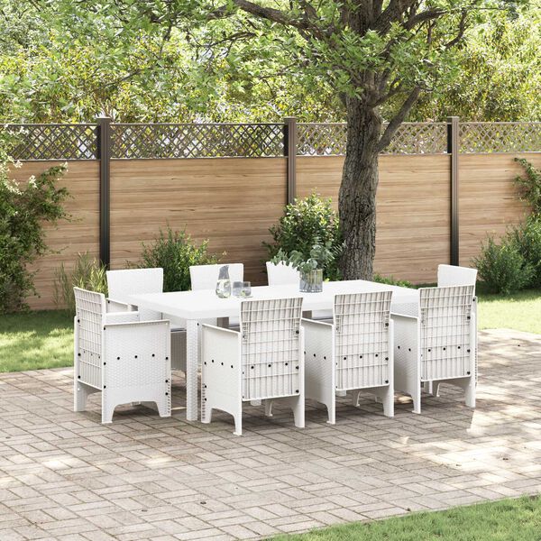 vidaXL Ensemble de salle &agrave; manger pour jardin 9 pcs Blanc