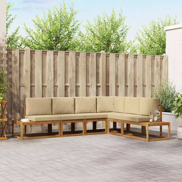 vidaXL Ensemble de canap&eacute;s d'ext&eacute;rieur 6 Pi&egrave;ce Naturel et Beige