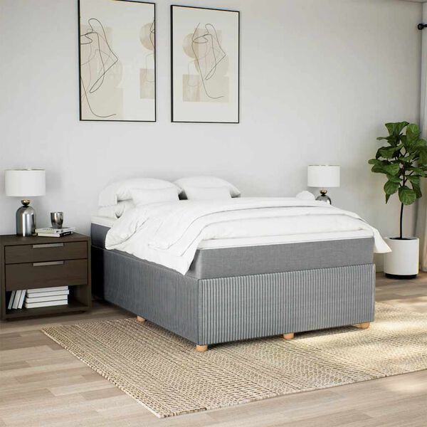 vidaXL Sommier &agrave; lattes de lit avec matelas Gris clair 160x200cm Tissu