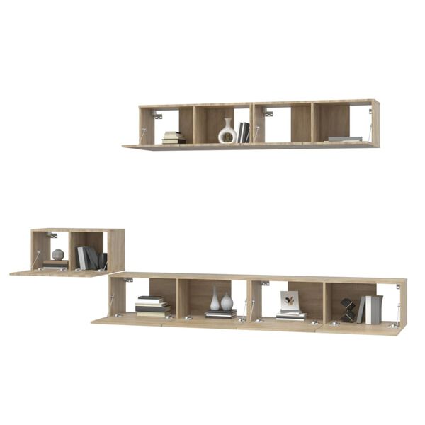 vidaXL Ensemble de meubles TV 5 pcs Ch&ecirc;ne sonoma Bois d'ing&eacute;nierie