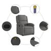 vidaXL Fauteuil de massage inclinable gris cuir v&eacute;ritable