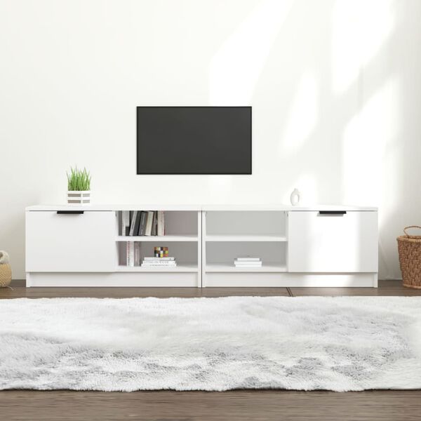 vidaXL Meubles TV 2 pcs Blanc 80x35x36,5 cm Bois d'ing&eacute;nierie