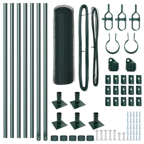 vidaXL Poteau de cl&ocirc;ture. Vert 10 x 0,5 m (maille de 25 mm)