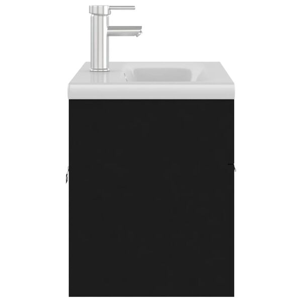vidaXL Armoire d'&eacute;vier avec lavabo int&eacute;gr&eacute; Noir Agglom&eacute;r&eacute;