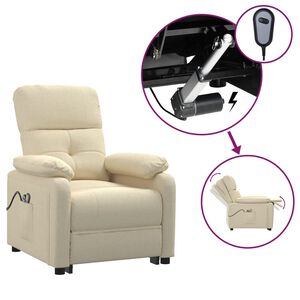 vidaXL Fauteuil &eacute;lectrique de massage Cr&egrave;me Tissu