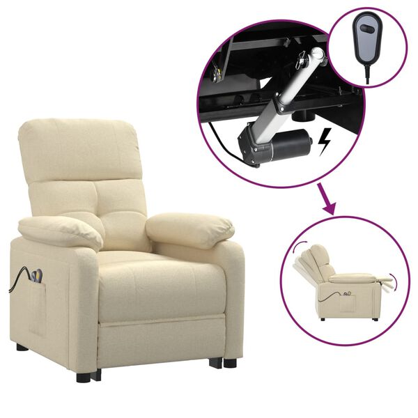 vidaXL Fauteuil électrique de massage Crème Tissu