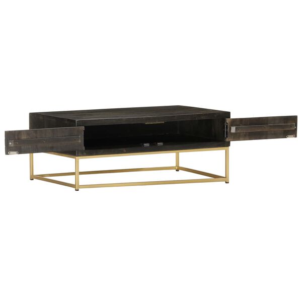 vidaXL Table basse Noir et doré 90x50x35 cm Bois solide de manguier
