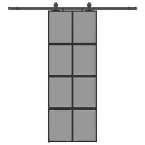 vidaXL Porte coulissante kit quincaillerie noir 76x205 cm verre tremp&eacute;