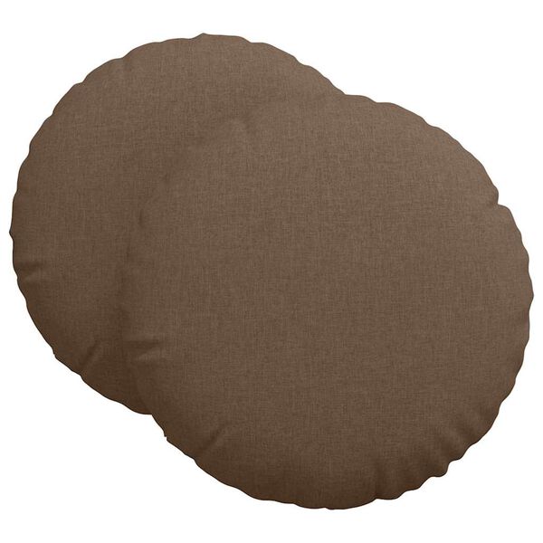 vidaXL Coussins de si&egrave;ge 2 pcs Marron &Oslash;80 x 29 cm tissu
