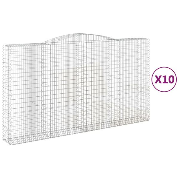 vidaXL Paniers &agrave; gabions arqu&eacute;s 10 pcs 400x50x220/240 cm Fer galvanis&eacute;