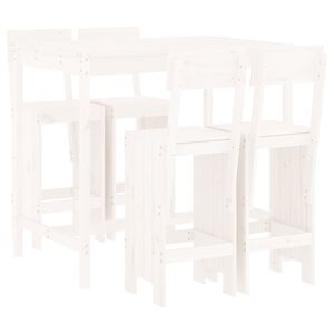 vidaXL Ensemble de bar de jardin 5 pcs blanc bois massif de pin