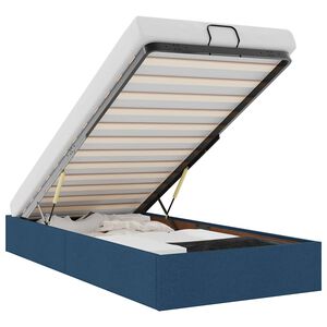 vidaXL Cadre de lit ottoman sans matelas bleu 100x200 cm tissu