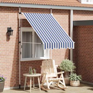 vidaXL Auvent r&eacute;tractable manuel 150 cm Rayures bleues et blanches