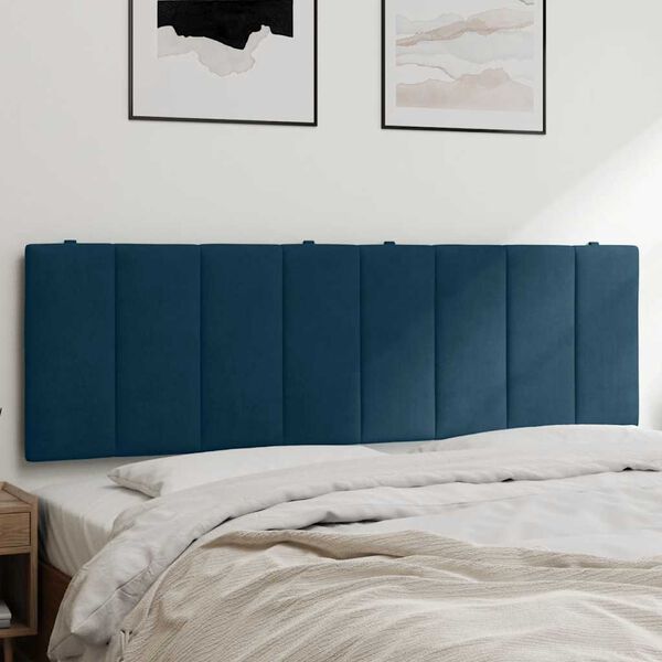 vidaXL Coussin de t&ecirc;te de lit Hanko bleu 160 cm velours