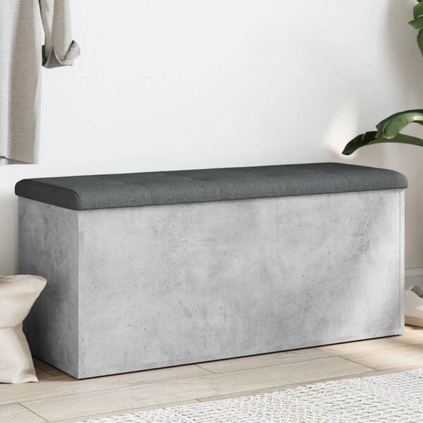 vidaXL Banc de rangement gris b&eacute;ton 102x42x45 cm bois d'ing&eacute;nierie