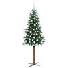 vidaXL Sapin de Noël mince Vert 180 cm PVC et bois de pin massif