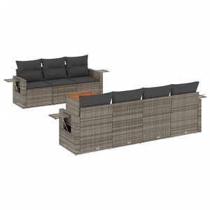 vidaXL Salon de jardin 8 pcs avec coussins gris r&eacute;sine tress&eacute;e