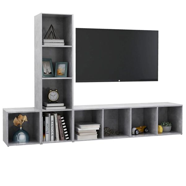 vidaXL Ensemble de meubles TV 3 pcs Gris béton Bois d'ingénierie